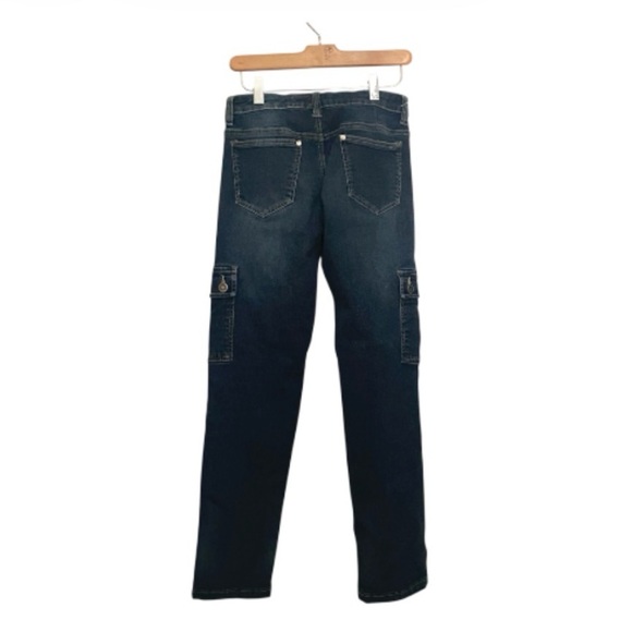 V Cristina Light Wash Cargo Jeans Straight Leg Side Pockets Distressed Detail - Picture 2 of 7